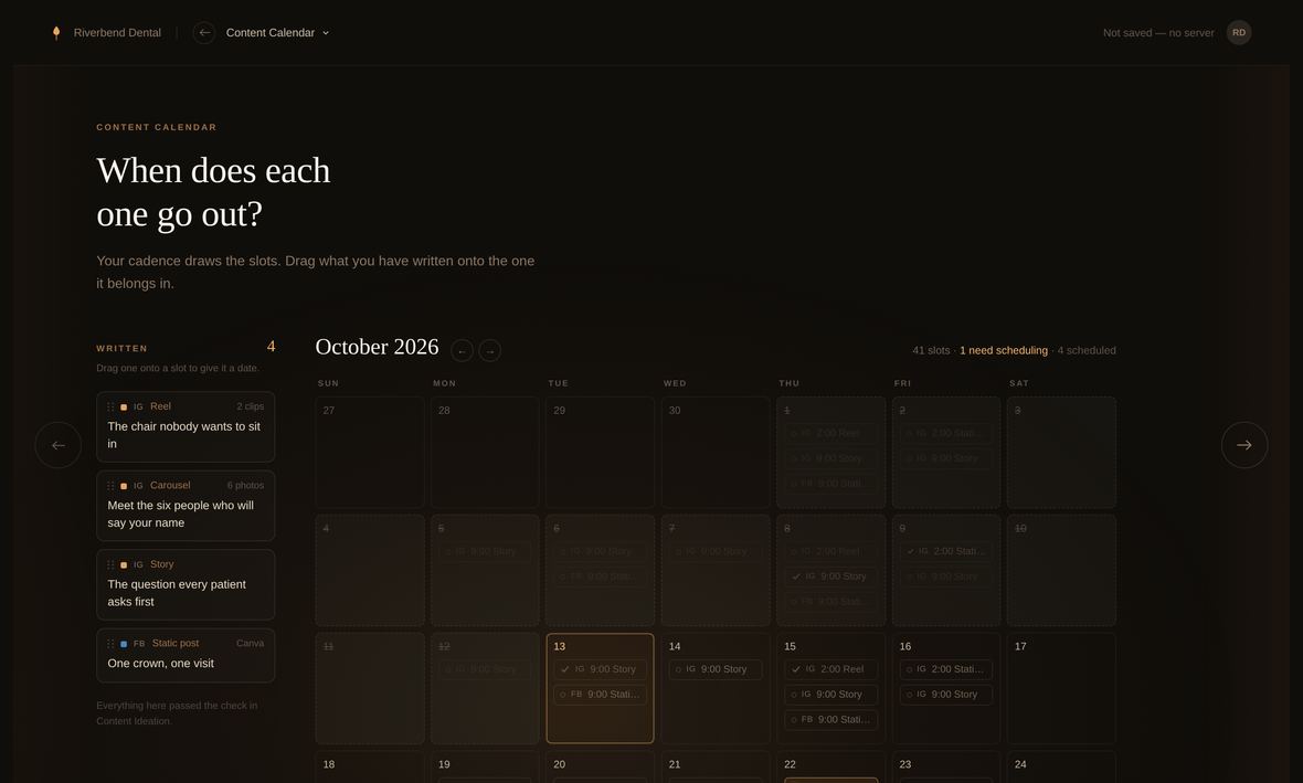 Content Calendar in the Candlelight Social platform