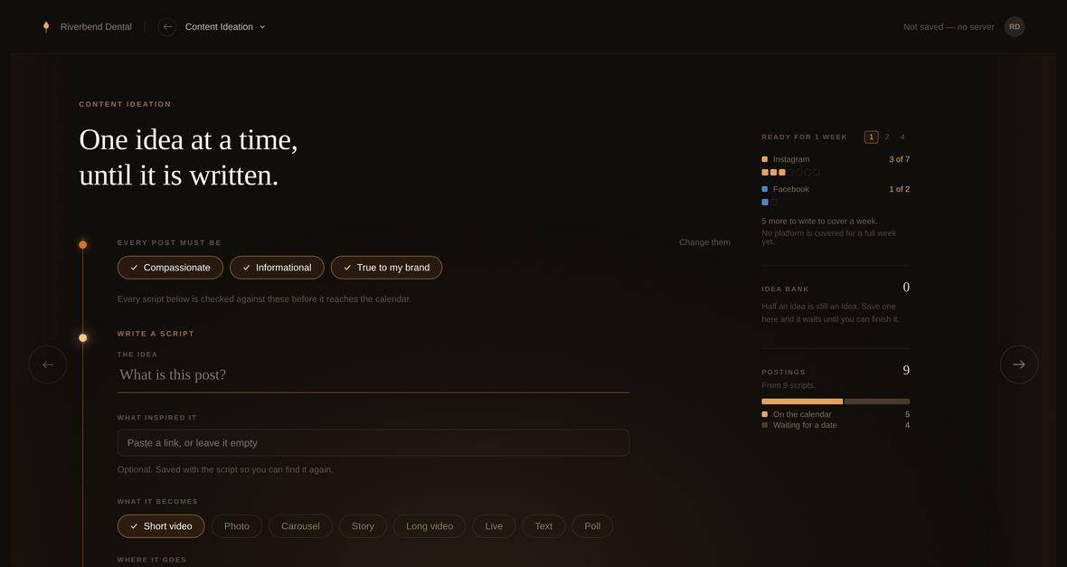 Content Ideation in the Candlelight Social platform